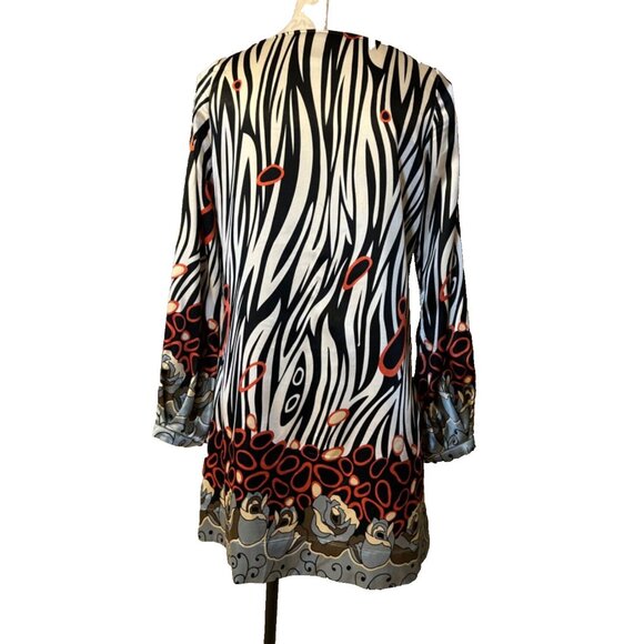 BCBGMAXAZRIA Shift Tunic Dress S Small Silky Stretch Washable Long Sleeve - Picture 2 of 9